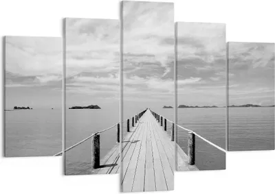 Produktbild von Bild auf Leinwand - Leinwandbild - 5 Teile - Holz Brücke Meer - 150x100cm - Wand Bild - Wanddeko - Wandbilder - Leinwanddruck - Bilder - Wanddekoration - Leinwand bilder - Wandbild - EA150x100-4985