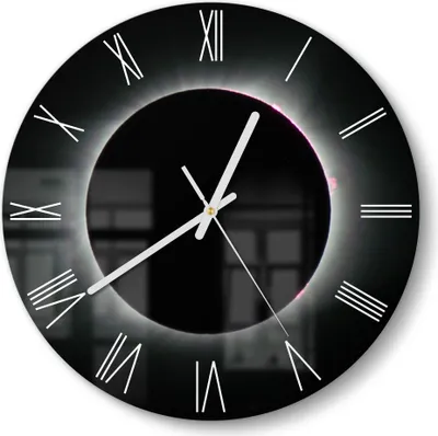 Produktbild von DEQORI Glasuhr Ø30 cm Römisch 'Sonnenfinsternis' Wanduhr Glas Uhr Design leise