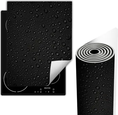 Produktbild von Herdabdeckplatten Glaskeramikkochfeld-Abdeckung 40x52 cm Anti Rutsch Matte Aufrollbar, Schwarz Tropfen
