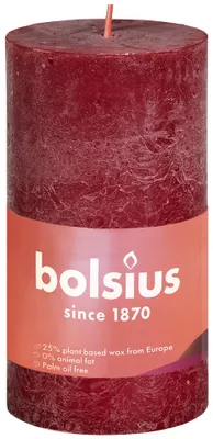 Imagen del producto de Vela Stumpenkerze Rustiko Shine de Bolsius, 10x5 cm, color burdeos