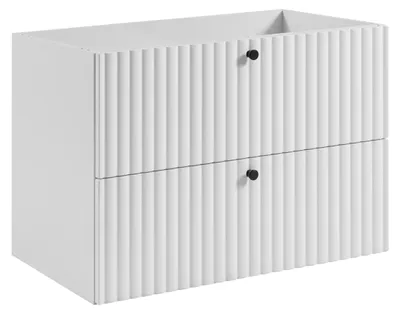 Produktbild von Badezimmer-Hängeschrank mit Waschbeckenaussparung 80 weiß, Griffe in drei Farben, 80 x 44,4 x 57 cm