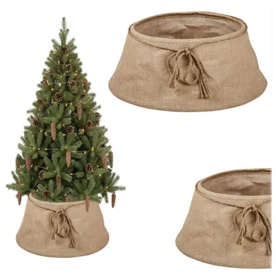 Productafbeelding van COIL kerstboomhoes, kerstboomrok, kerstboomafdekking, kerstboomstandaard, jute, diameter: 56 cm, ovaal, beige