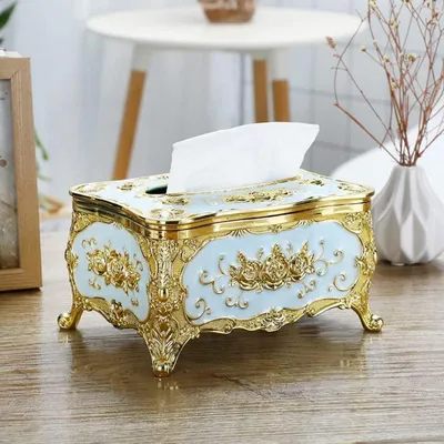 Immagine prodotto di Scatola porta fazzoletti in acrilico blu con motivo floreale