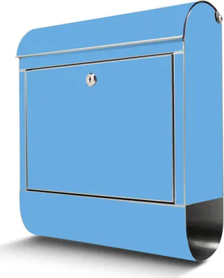 Produktbild von Edelstahl Briefkasten mit Zeitungsfach Pastellblau großer Design Postkasten rostfrei, A4 Einwurf [BKGE2-0019]