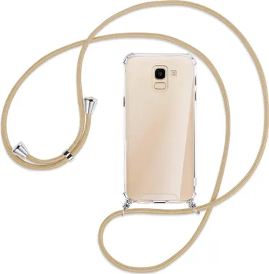 Produktbild von Handykette Backcover-Schutzhülle mit Band (Metall silberfarben) für Samsung Galaxy J6 2018 - caramel