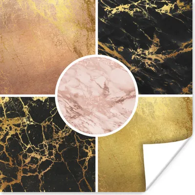 Produktbild von MuchoWow® Poster Marmor - Gold - Luxus 30x30 cm - Wandposter - Printing