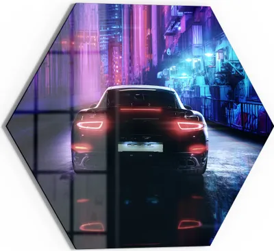 Produktbild von DEQORI Glasbild Echtglas 55x48 cm 'Neon-Nachtflitzer' Wandbild Bild modern Deko