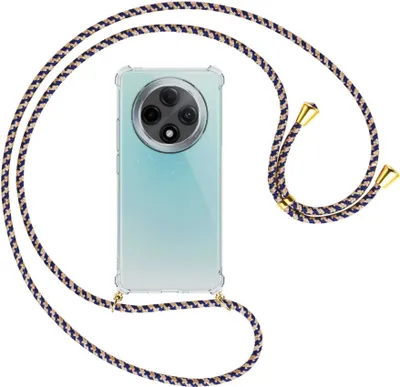 Produktbild von Handykette Backcover-Schutzhülle mit Band (Metall goldfarben) für Oppo A3 Pro 5G - blau+beige