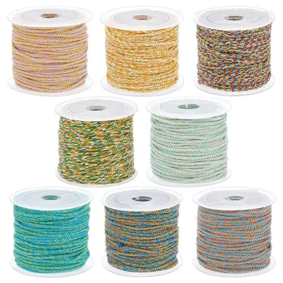 Geflochtene Baumwollkordeln 1,5 mm, 8 Rollen à 12 m, bunt