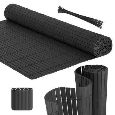 Obrázok produktu pre PVC ochranná clona, plot na ochranu súkromia, antracitová farba, ochrana proti vetru pre záhradu, balkón a terasu, rozmer 90x300 cm, stabilná W-tvarovaná konštrukcia