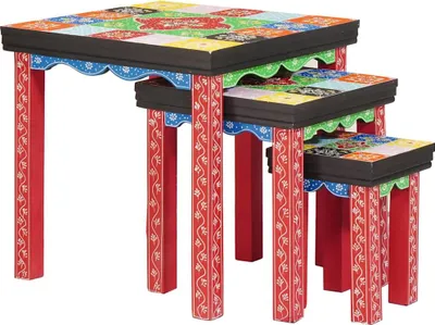 Imagen del producto de Mesa cuadrada 3 uds. Multicolor 50 x 50 x 50 cm