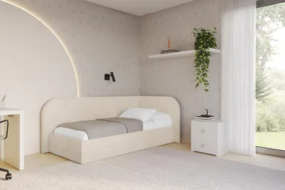 Produktbild von ALTDECOR Jugendbett mit Bettkasten JAXY - 90x200 - Beige - Poso 105 - Bett mit Matratze - Links angeordnet - Einzelbett mit Stauraum - Polsterbett Kinderbett