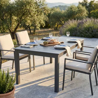 Immagine prodotto di Milani Home - tavolo da giardino allungabile, alluminio, 8 posti, taupe, piano 150/210 x 100 cm