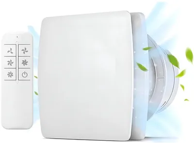 Productafbeelding van PolkaHome® Badkamerventilator Ø150mm – Afstandsbediening – 5 Snelheden – 130 m³/h – Afzuiging badkamer met terugslagklep