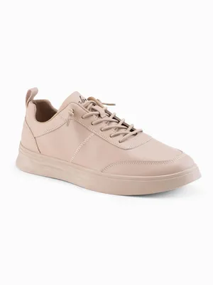 Productafbeelding van Éénkleurige sneakers voor heren met stiksels, beige, maat 42
