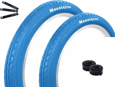Produktbild von Maxxi4you 2 x Fahrradreifen HY-145 in BabyBlau 47-355 (18" x 1.75) + 2 x Passende Schläuche AV inkl. maxxi4you Reifenheber