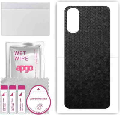 Produktbild von apgo Rückseite Schutzfolie, Skin, kompatibel mit Oppo Reno4, Hinten Displayschutzfolie aus Vinylfolie, kratzfest, einfache Montage - Schwarze Honigwabe