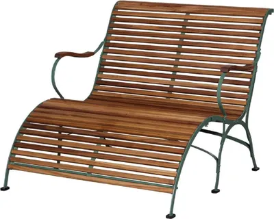 Produktbild von Casa Padrino Luxus Jugendstil Gartenbank Braun / Grün 107 x 150 x H. 91 cm - Garten & Terrassen Sitzbank mit Armlehnen und Fußstütze - Jugendstil Garten & Terrassen Möbel