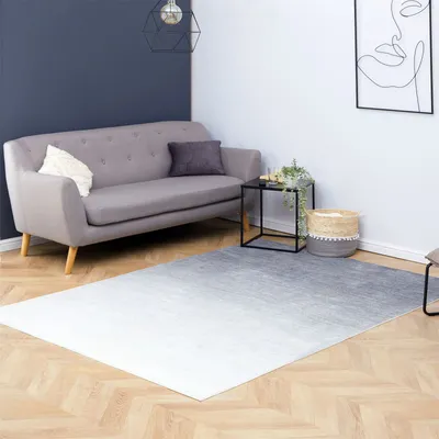 Produktbild von Teppich OMBRE waschbar 160 x 230 Grau, Teppich mit Farbverlauf, Ombre-Effekt, weicher Kurzflor-Teppich modern, gummierte Unterfläche, schmutz- und wasserabweisend