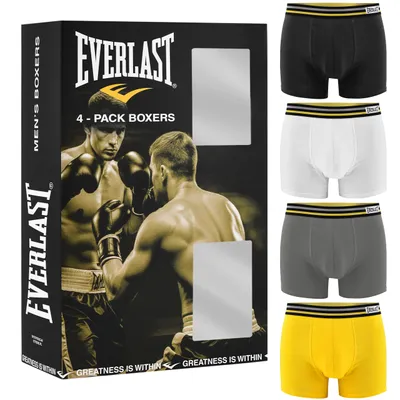Zdjęcie produktu dla EVERLAST Retro bawełniane bokserki 4 pary męskiej bielizny żółto-szary zestaw rozmiar XXL