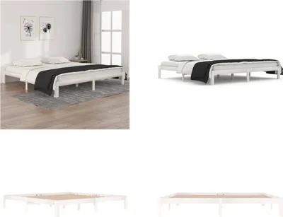 Produktbild von vidaXL Massivholzbett Weiß Kiefer 200x200 cm - Bettrahmen - Bettgestell - Bett - Holzbettrahmen