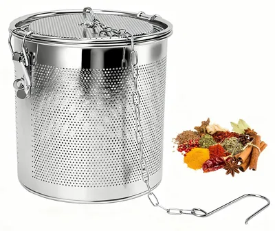Image de Infuseur en acier inoxydable - Maille très fine - Infuseur à herbes - Filtre à thé - Chaîne suspendue - Capacité de 4,3 litres