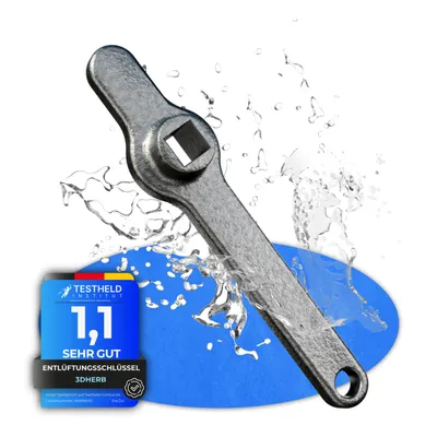 Produktbild von Entlüftungsschlüssel, Heizungsschlüssel, Heizkörper Entlüftungsgriff, Vierkantschlüssel, Heizung entlüften, aus hochwertigem Edelstahl - DAS ORIGINAL
