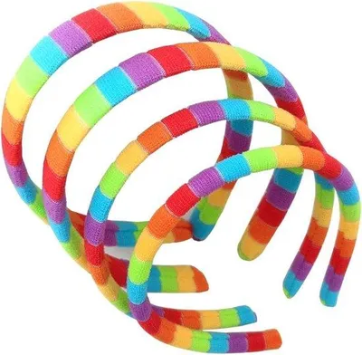 Productafbeelding van Set van 4 regenbooghaarbanden, herbruikbaar, geschikt voor gezichtsreiniging, voor dames, modeaccessoire