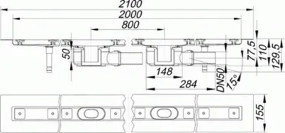 Produktbild von Dallmer 524089 Duschrinne CeraLine F Duo 2000