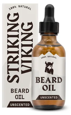 Produktbild von Striking Viking Bartöl für Männer, leichtes Öl zur Bartpflege mit Jojobaöl, Arganöl und Süßmandelöl, 59 ml, Unscented