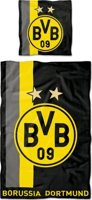 Produktbild von BVB-Bettwäsche mit Streifenmuster (135 x 200 cm) Borussia Dortmund