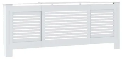 Obrázek produktu pro Kryt na radiátor – kryt radiátoru – nastavitelná délka 142–205 cm – MDF dřevo – horizontální lamely – bílá barva