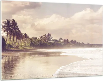 Produktbild von Bilder auf glas - Einteilig - Palmen Strand Wasser - 120x80cm - Glasbilder - Wandbilder - Bilder - zum Aufhängen bereit - Wanddekoration aus Glas - Glas Bilder - Wandbild auf Glas - GAA120x80-4917