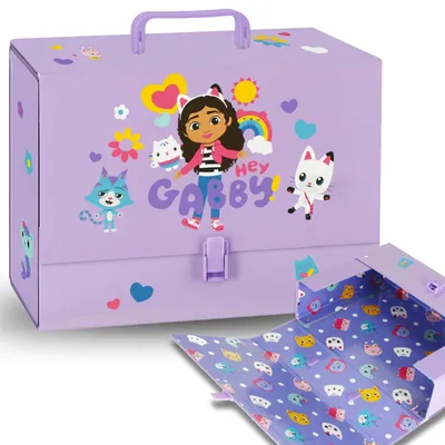 Produktbild von Gabby's Dollhouse  Lila Handarbeitskoffer mit Griff für Kinder, steif A4 9,5 cm Einheitsgröße