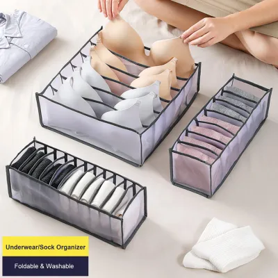 Image de Boîte de rangement pliable pour sous-vêtements – Séparateur de tiroir pour la maison – Organisateur en filet pour sous-vêtements, soutiens-gorge et chaussettes