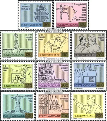 Produktbild von Briefmarken Vatikanstadt 1981 Mi 792-802 (kompl.Ausgabe) gestempelt Pabstreisen