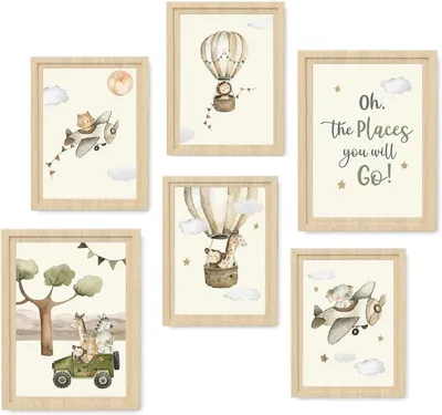 Produktbild von Set aus 6 Postern, Waldtiere Thema, Mattpapier, Wanddekoration fuer Kinderzimmer
