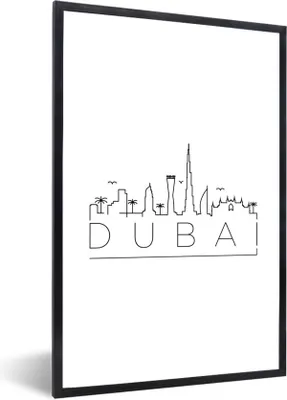 Produktbild von MuchoWow® MuchoWow® Gerahmtes Poster Skyline "Dubai" weiß 20x30 cm - Poster mit zchwarzem Bilderrahmen - Drucken - Bilder Poster im Rahmen