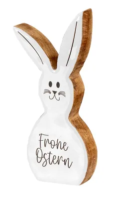 Produktbild von Deko Aufsteller Hase H21cm Mango Weiß Natur Braun Tischdeko Osterhase Osterdeko Frühling Ostern