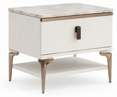 Immagine prodotto di Comodino con cassetto, piano in marmo e vano aperto