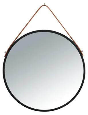 Produktbild von WENKO Wand Spiegel Borrone rund 40 cm schwarz Aufhängen Bad WC Deko Vintage