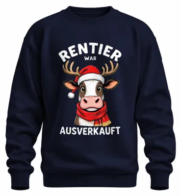 Obrázek produktu pro Reindeer bylo Cow Santa Scarf Funny Gift Uni mikina, Navy, XXL