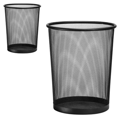 Produktbild von D.RECT Papierkorb Büro 19L - Abfalleimer, Papierkorb aus Drahtgeflecht Mülleimer, Papiereimer - Metall Büroeimer Mesh Runder, XXL Schwarz - 2 Stück