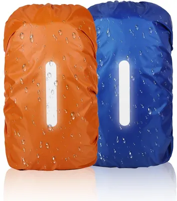 Immagine prodotto di Copertura impermeabile per zaino, capacità 45L, confezione da 2 pezzi, con strisce riflettenti per attività all'aperto