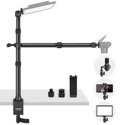Productafbeelding van Tafelcamerastatief met 2 telescopische armen en telefoonhouder