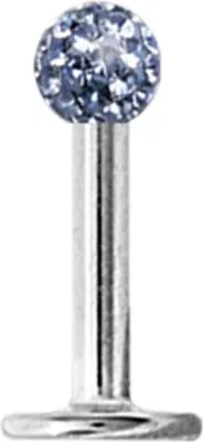 Immagine prodotto di Labret Lip Piercing in titanio G23 con elementi di cristallo rivestiti da 3 mm - Azzurro CJLSN05P - 6,0 millimetri