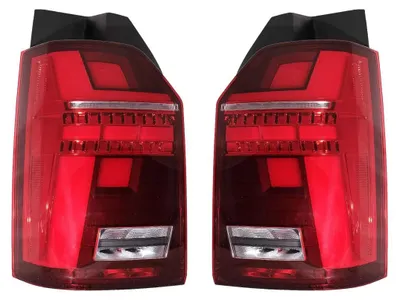 Immagine prodotto di Fari posteriori a LED completi per Volkswagen Transporter T6 (modelli dal 2015 al 2020), con indicatori di direzione dinamici sequenziali e luci di svolta.