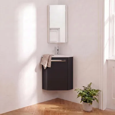Produktbild von Eckwaschbecken + Wasserhahn + SKINO-Schrank