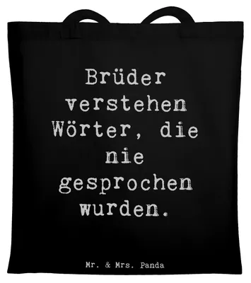Produktbild von Mr. & Mrs. Panda Alltagstasche Spruch Bruderverständnis - Schwarz - Geschenk, Familienbande, Tote Bag, Verständnis, Beutel, Tasche, Handarbeit, Laptoptasche, Schultasche