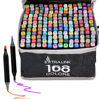 Obrázok produktu pre Extralink sada alkoholových fixiek 168 farieb, obojstranné markery na kreslenie a vyfarbovanie, productTiles.product.images.aiGenerated